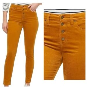 J. Crew 9" High Rise Skinny Corduroy 28 Pants Jeans Button Fly Burnt Orange